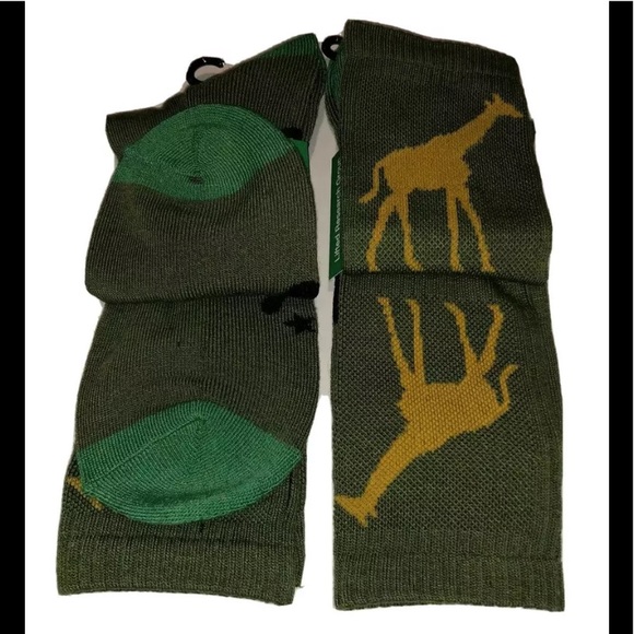 LRG Lifted Research Group Crew Socks 2Pair Men6.5-12 Green Yellow w Giraffe Logo - Picture 8 of 11
